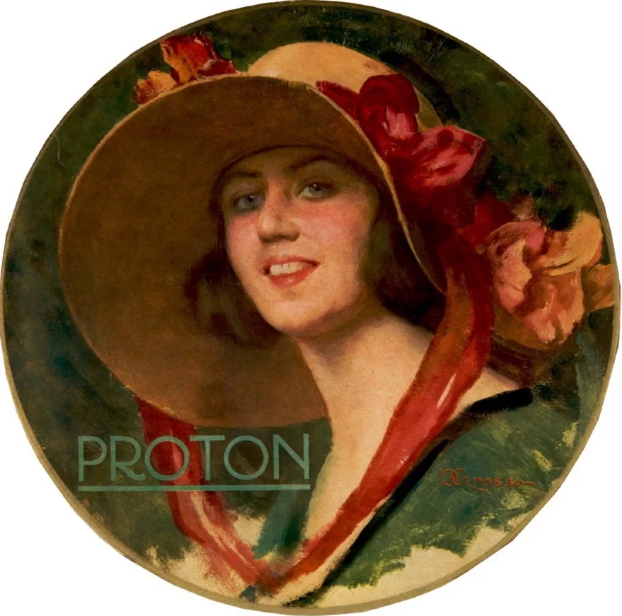 Ritratto a mezzo busto di donna con cappello decorato da fiori e nastro - Museo Nazionale Collezione Salce, Treviso